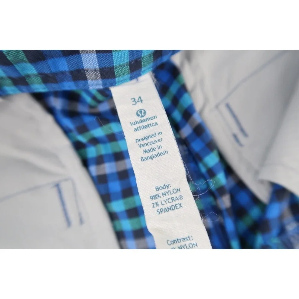 Lululemon Shorts Mens‎ 34 Blue Gingham Checks 11